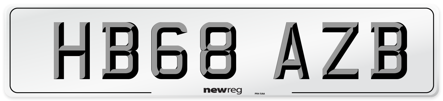 HB68 AZB Number Plate from New Reg